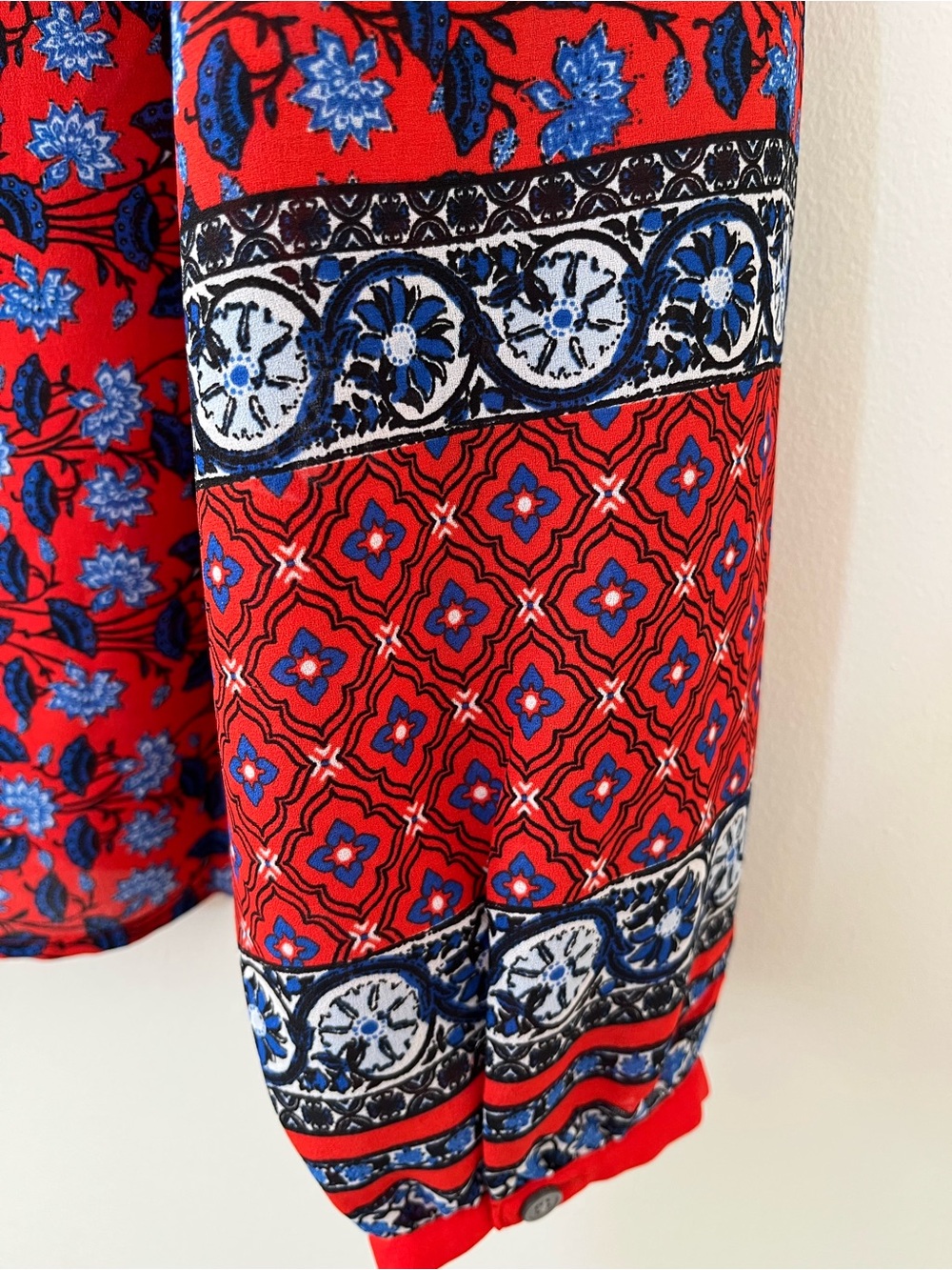 LOFT Red and Blue Floral Long-Sleeve Blouse - Picture 5 of 10